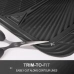 CAR PASS Rubber Floor Mats, All Weather Waterproof Trim-to-Fit Automotive Mats for Cars Trucks SUV, Anti-Slip Easy Clean, Heavy Duty Full Set 3-Piece, All Black - Image 5