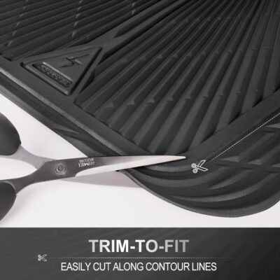 CAR PASS Rubber Floor Mats, All Weather Waterproof Trim-to-Fit Automotive Mats for Cars Trucks SUV, Anti-Slip Easy Clean, Heavy Duty Full Set 3-Piece, All Black - Image 5