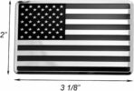 LFPartS USA Embossed Stainless Steel Metal Flag for Cars Trucks (3.12" x 2", Black & Chrome Set Left & Right) - Image 2