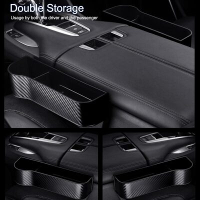 Car Seat Gap Filler Organizer 2 Pack, Multifunctional Auto Console Side Storage Box with Cup Holders & Phone Holder, Premium PU Leather Car Front Seat Organizer for Drinks, Sunglasses, Keys - Image 6