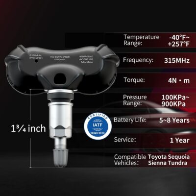 Marsflex Tire Pressure TPMS Sensor - Fit for Toyota Sequoia Sienna Tundra, 315MHz Tire Pressure Monitoring System Set of 4, OE 42607-0C070, 42607-08010, 42607-0C030, 42607-0C050, 42607-0C060 - Image 2