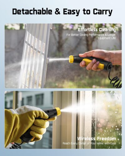 Fanttik NB8 Nano Portable Cordless Electric Sprayer w/2.1Gal Tank, Retractable Spray Head, 2600mAh Lithium Battery, IPX5, 72-98PSI, Portable Pressure Washer for Garden, Camping Shower and Pet Cleaning - Image 3