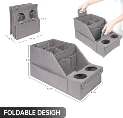 MULISOFT Car Seat Organizer - Backseat Organizer with 11 Storage Compartments and 2 Cup Holders for Travel, Kids - Image 8