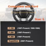 GIANT PANDA Car Steering Wheel Cover for Ford - F150 F250 F350 Expedition, (15.5-16 inches - Black+Gray) - Image 3