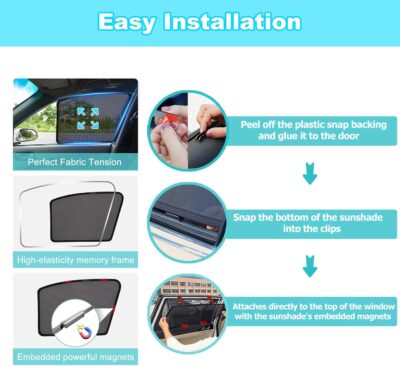XCBYT Civic Window Shades for 2016-2021, 4PCS Side Window Sun Shades with Breathable Mesh, Magnetic Car Window Covers for Baby & Privacy, UV Protection & Heat Insulation - Image 6