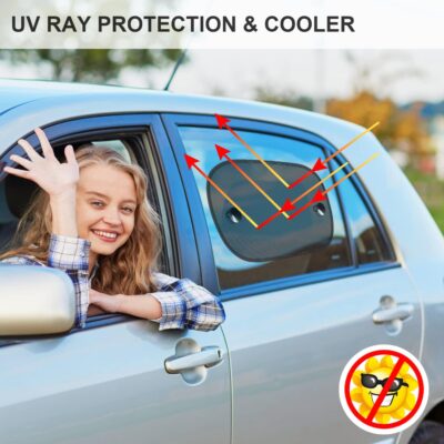 Car Sun Shade, 2 Pack Window Shade for Baby Universal Cling Sunshade for Side Window Sun Glare and UV Protection for Kids/Adults/Pets - 20''x12'' Fits 98% Cars(Suction Cup Stick) - Image 3