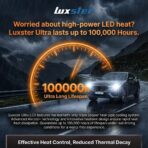 LUXSTER Ultra H11 H9 LED Bulbs, 80000LM Super Bright, Triple Copper Pipes Cooling Tech(Unique), Punisher Pro Upgrade, H8 H16 Foglight, 6000K Pure White, Pack of 2 - Image 9