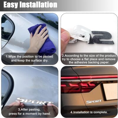 2PCS 3D Metal Sport Emblem for Car, Premium Decals Emblem, Trunk Fender 3D Sticker Modification (Silver) - Image 6