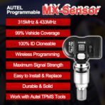 Autel TPMS Sensors Set of 4, Programmable Mx Sensor for Tire Pressure,315MHz + 433MHz Press-in OE-Level(Metal valves) Programmed by TS408S TS508WF TS601 TS900 MS906TS ITS600 - Image 2