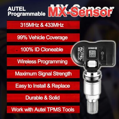Autel TPMS Sensors Set of 4, Programmable Mx Sensor for Tire Pressure,315MHz + 433MHz Press-in OE-Level(Metal valves) Programmed by TS408S TS508WF TS601 TS900 MS906TS ITS600 - Image 2