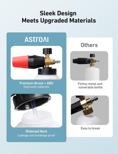 AstroAI Foam Cannon, Heavy Duty Car Foam Blaster Wide Neck Adjustable Snow Foam Lance and Thick Foam for Pressure Washer with 1/4" Quick Connector,1L Bottle - Image 8