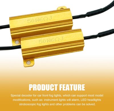 2 PCS Car LED Light Bulb Decoder, 9005/9006 50W Load Resistor, Headlight Bulb Anti Flicker Error Decoder, Car Light Bulb Relay Harness Adapter, Universal for Most Cars - Image 3