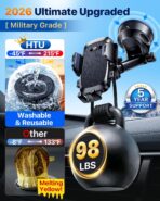 HTU 【98+LBS Strongest Suction & Military-Grade】 Ultimate Car Phone Mount【Patent & Safety Certs】 Cell Phone Holder Truck Stand for Dashboard Windshield Vent for iPhone 17 Pro Max 16 15 Samsung (Black) - Image 3