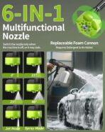 Cordless Pressure Washer Battery Powered; 990PSI Cordless Power Washer with 6-in-1 Nozzle, 23FT High-Elastic Hose, 21V Battery&Charger; Home Portable Handheld Pressure Washer Cleaner (EnduringGreen) - Image 4