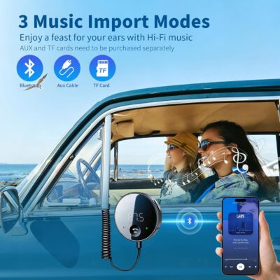 eppfun Bluetooth FM Transmitter for Car, AUX Adapter, Bluetooth Receiver for Car Music/Hands-Free Calls/Stereo Audio - Image 3