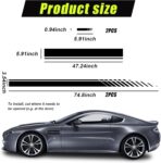 5 PCS Car Hood Stripe Sticker, Vinyl Modified Rearview Mirror Decals, Racing Sports Auto Body Side Sticker Decoration, Universal Exterior Stickers for Skirt Roof Bumper (Small, Black) - Image 2