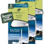 Enviroscent Non-Toxic* Car Air Freshener Auto Stix® - Scents Made Safer - Enjoy Fragrance Lasts Up to 180 Days - Includes Auto Stix® Diffusers & Elastic Loops - Coastal Storm & Teakwood (Pack of 3)