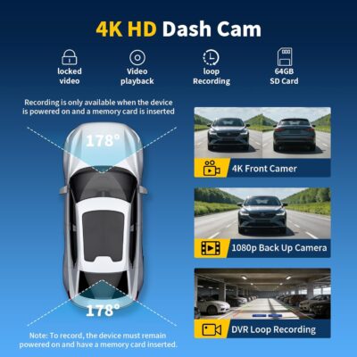 11.5" Largest Wireless Carplay HD Screen for Carplay & Android Auto Car Stereo with 4K Dash Cam 1080P Backup Camera, GPS Navigation/Bluetooth/Mirror Link/Voice Control/AUX/FM/Siri - Image 6