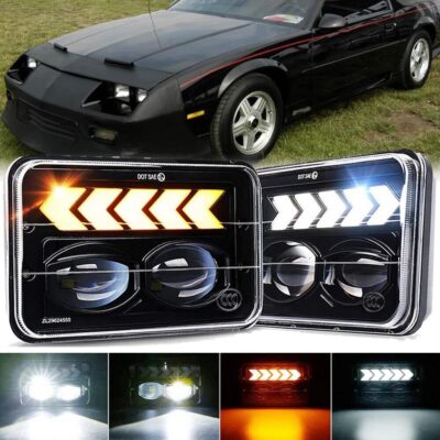 2PCS 4x6 LED Headlights for S10 1995 1996 1997 with High/Low Beam, White DRL Arrow Sequential Amber Turn signals Rectangular DOT 4x6 LED Headlights - Image 5