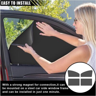 4PCS Car Side Window Sun Shades, Auto Window Sunshades Privacy Curtains Blackout with Magnetic, UV Rays, Heat Protection Stretch Car Window Covers for Sleeping, Camping, Breastfeeding (Front & Back) - Image 6