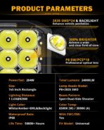 Auxbeam 7Inch LED Pod Lights, V-MAX Series 204W Rectangle Offroad Driving Spotlight with Amber DRL & Backlight, 270° Side Shooter Ditch Auxiliary Spot Flood Combo Beam for Truck Jeep Pickup SUV ATV - Image 4