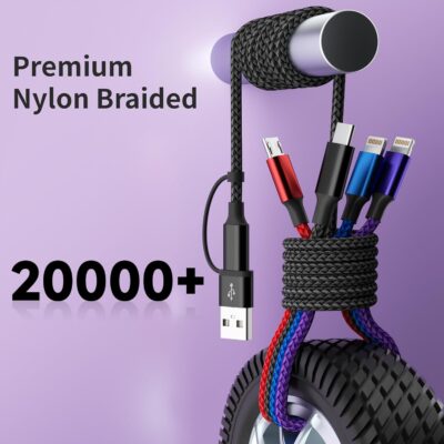 Travel 4 in 2 Multi Charging Cable with Dual IP, Tinned Copper Multi Phone Chargers for All Devices with IP/IP/Type C/Micro Port, Compatible with Most Cell Phones/Tablets and More (1Pack, 5FT) - Image 6