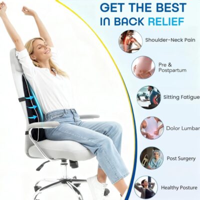 Niceeday Lumbar Support Pillow for Office Chair Car Back Support Pillow, Memory Foam Gaming Chair Desk Chair Back Cushion for Lower Back Pain Relief, Ergonomic Back Rest,Office Home Essentials - Image 5