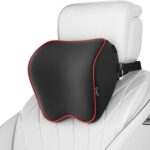 Crofy 2 Pack Car Neck Pillow, Softness Car Headrest Pillow for Driving with Adjustable Strap, 100% Memory Foam and Breathable Removable Cover, Comfortable Ergonomic Design (Red Side Rope)