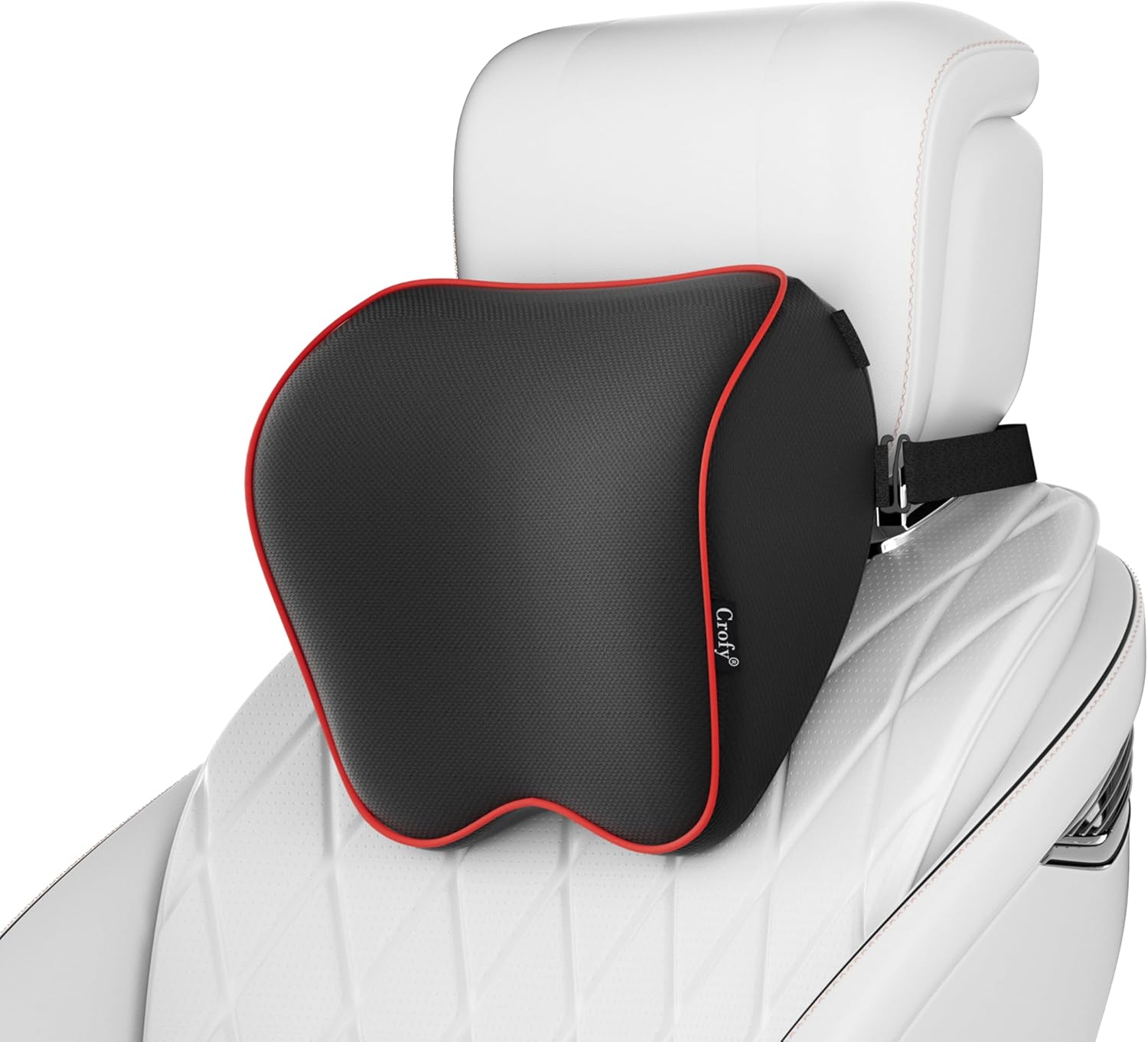 71rH36IVoyL._AC_SL1500_.jpg Crofy 2 Pack Car Neck Pillow, Softness Car Headrest Pillow for Driving with Adjustable Strap, 100% Memory Foam and Breathable Removable Cover, Comfortable Ergonomic Design (Red Side Rope) - Image 1