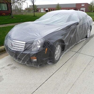 Etopars Clear Plastic Disposable Universal Elastic Band Car Covers Rain Dust Garage Cover Waterproof Temporary Auto 12ft X 22ft - Image 2