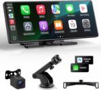 Carplay Screen for Car, 10.26'' Upgrade Wireless CarPlay & Android Auto Car Play Screen with 60PFS,1080P Backup Camera (with a Camera Bracket), GPS Navigation, Voice Control for All Vehicles