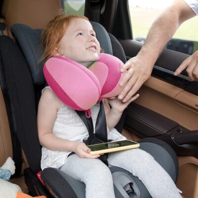 INFANZIA Kids Chin Supporting Travel Neck Pillow, Helps Support Head and Neck, Comfortably Designed for Head, Neck, and Chin Support - Gifts for Toddler/Child/Kids, Pink - Image 2