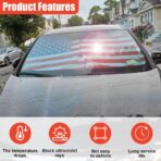 American Flag Car Windshield Sun Shade, Foldable Car Front Window Sunshade for Cars SUV Truck, Auto Interior Sun Protection Cover, Blocks UV Rays & Keeps Your Vehicle Cool (Red, XL) - Image 4