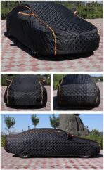 Thickened Large 5 Layers Full Car Covers, Anti-Hail Waterproof Thermostatic Windshield Mirror Cover, Compatible with Dodge (Color : Black, Size : Charger SRT) - Image 2