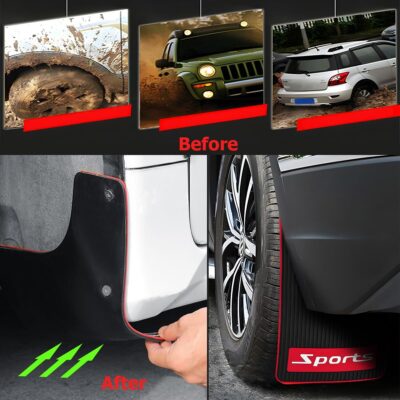 HZEL Car Mud Flaps, 4PCS Soft Flexible Bendable Rubber Vehicle Mudguard Splash Guard with Hardware Tool, Auto Exterior Protection Accessories for Front & Rear, Universal for Most Sedans (Black) - Image 6