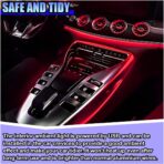 EL Wire Car Interior LED Strip Lights, 5V 16FT Neon Light Strip with Sewing Edge, USB Electroluminescent Car Interior Lights with Fuse Protection, Vehicle Ambient Lighting Decorations (Red) - Image 3