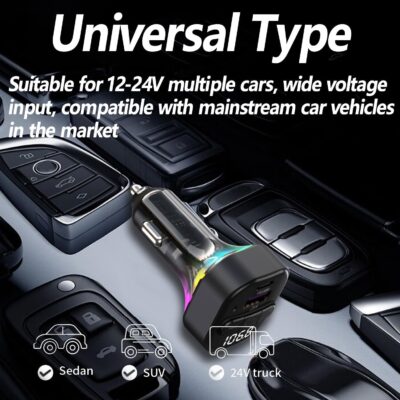 Bluetooth 5.3 FM Transmitter for Car, Bluetooth Car Adapter with Type-C PD(30W) Charger and QC3.0 USB Port, Wireless FM Radio Transmitter, Support MP3 Player, Handsfree Calling, LED Backlit,U Disk - Image 8