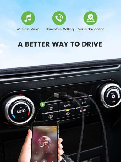 Aux Bluetooth 5.2 Car Adapter, USB Powered 3.5mm Jack, Handsfree Call, Music Streaming for Trucks Hi-Fi Home Stereo Systems - Image 2