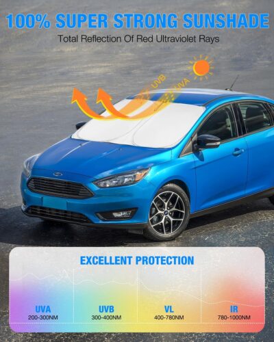 NEVERLAND Universal Car Windshield Sun Shade | 210D Oxford Fabric Sunshade Cover | Heat & UV Blocker (63.78" x 31.89") - Image 6