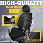 LINGVIDO Front Car Seat Covers, Faux Nappa Leather, Airbag Compatible and Waterproof Protectors for Sedans SUVs, Breathable Anti-Slip Interior for Commuters and Rideshare, Black - Image 6