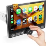 10.1" Single Din Android Car Stereo with 360° Rotatable Touch Screen - Android 13, Wireless CarPlay & Android Auto, 2G+64G, Built-in GPS/Wi-Fi/Bluetooth, Includes Backup Camera.