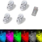 4PCS Wireless Car Led Ambient Lights, 7 Colors RGB Car Interior Light with Remote & Touch Control, Magnetic Rechargeable Type-C Mini LED Light for Cars, Cabinet, Wardrobe