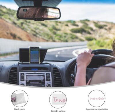 2 PCS Trust in God Rearview Mirror Decals, Automotive Vinyl Rear View Mirror Decorative Stickers, Waterproof Trust in God Stickers for Car Truck Laptop, Car Accessories (Pink) - Image 3