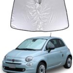 Front Windshield Sun Shade Compatible with Fiat 500 2010-2024 Car Windshield Sun Shade Foldable Sun Shield UV Protection Auto Accessories (Front Windshield Memory Steel Wire)