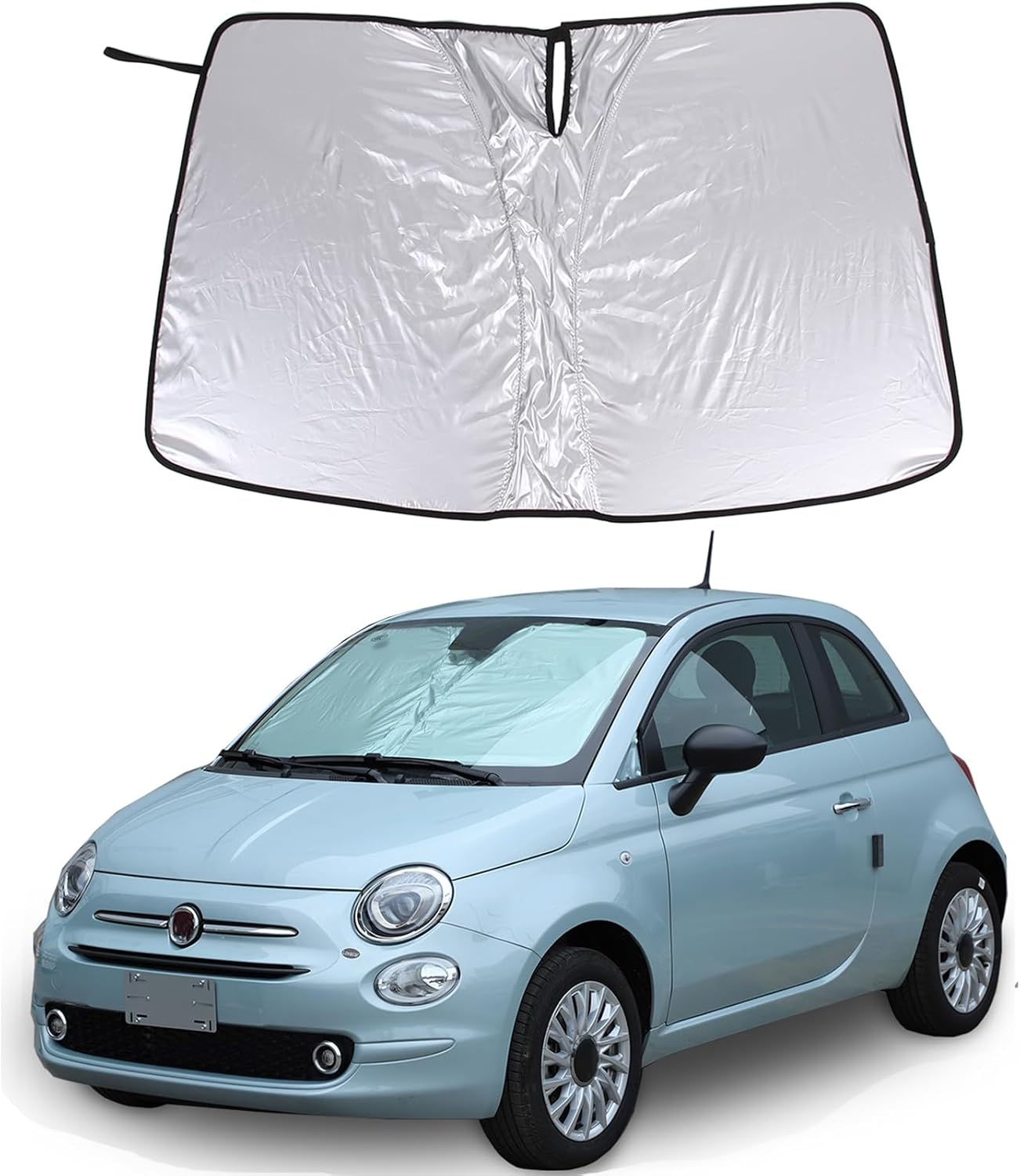 71rdC1tcQtL._AC_SL1500_.jpg Front Windshield Sun Shade Compatible with Fiat 500 2010-2024 Car Windshield Sun Shade Foldable Sun Shield UV Protection Auto Accessories (Front Windshield Memory Steel Wire) - Image 1