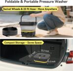 Portable Cordless Pressure Washer with Tank: 1200 PSI Foldable Power Washer – 3.4 Gal Tank, 7-Level Adjustable Sprayer & 360° Nozzle – Compact Electric Cleaner for Car, Garden, Patio, Camping - Image 5