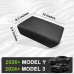 Muslogy Center Console Armrest Cover Fit for Tesla Model Y Juniper 2026+ / Model 3 Highland 2024+ Accessories, Comfort Armrest Pad Console Lid Cushion Vegan Leather Snap-On Black (Hard Cover) - Image 2