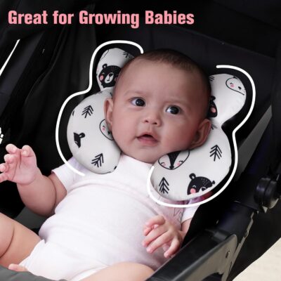 KAKIBLIN Baby Neck Pillow, Upgraded Baby Support Pillow,Babies Head Pillow,Neck Support Pillow for for Car Seat, Stroller, Pushchair,Travel (Bear) - Image 4