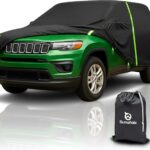 Custom Fit for Jeep Compass Car Cover 2007-2025 Compact SUV Covers 100% Waterproof with Zipper Door & Side Mirror Pockets All Weather Snowproof Rain Hail UV Protection Outdoor Full Cover