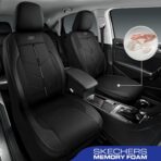 Skechers Car Seat Covers,Luxury Faux Leather Seat Covers,Waterproof Anti Slip Car Seat Protector Front Seats,Car Accessories Airbag Universal Fit for Most Cars,Vans,Trucks,SUV,Black - Image 2